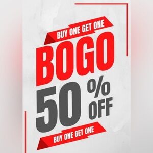 Buy any one item, get one of equal or lesser value 50% off.